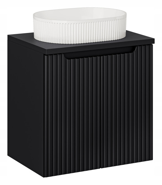 Szafka Z Umywalką 60 cm BLAT 2 Drzwi Ryflowana NOVA BLACK 290873