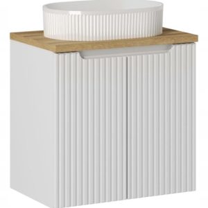 Szafka Z Umywalką 60 cm BLAT DĄB 2 Drzwi Ryfle NOVA WHITE 290881