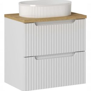 Szafka Z Umywalką 60 cm BLAT DĄB SZUFLADY Ryfle NOVA WHITE 290875