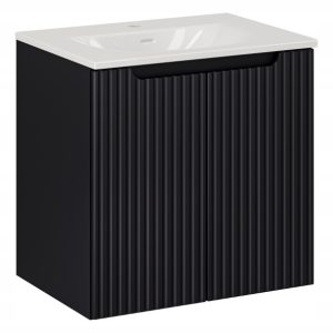 Szafka Z UMYWALKĄ 60 cm CZARNA WISZĄCA RYFLE 2D NOVA BLACK 270778
