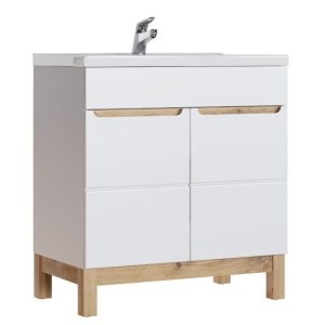 Szafka z umywalką 80 cm Bali Biały połysk 126428 Szafka z umywalką 80 cm Bali Biały połysk 126428