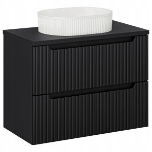 Szafka Z Umywalką 80 cm BLAT 2 Szuflady Ryflowana NOVA BLACK 290872 Szafka Z Umywalką 80 cm BLAT 2 Szuflady Ryflowana NOVA BLACK 290872