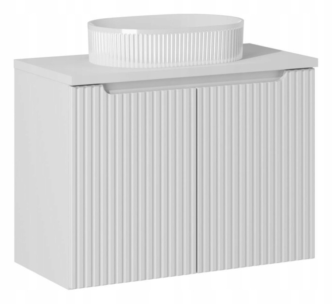 Szafka Z Umywalką 80 cm BLAT Biały Drzwi Ryfle NOVA WHITE 290866