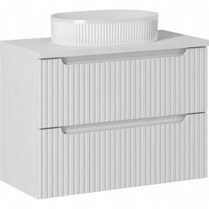 Szafka Z Umywalką 80 cm BLAT Biały SZUFLADY Ryfle NOVA WHITE 290868 Szafka Z Umywalką 80 cm BLAT Biały SZUFLADY Ryfle NOVA WHITE 290868