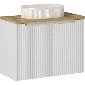 Szafka Z Umywalką 80 cm BLAT DĄB 2 DRZWI Ryfle NOVA WHITE 290877 Szafka Z Umywalką 80 cm BLAT DĄB 2 DRZWI Ryfle NOVA WHITE 290877