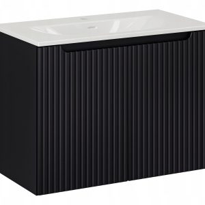 Szafka Z UMYWALKĄ 80 cm CZARNA WISZĄCA RYFLE 2D NOVA BLACK 270772 Szafka Z UMYWALKĄ 80 cm CZARNA WISZĄCA RYFLE 2D NOVA BLACK 270772