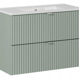 Szafka Z UMYWALKĄ 80 cm RYFLE Wisząca Szuflady LINE GREEN 270695 Szafka Z UMYWALKĄ 80 cm RYFLE Wisząca Szuflady LINE GREEN 270695