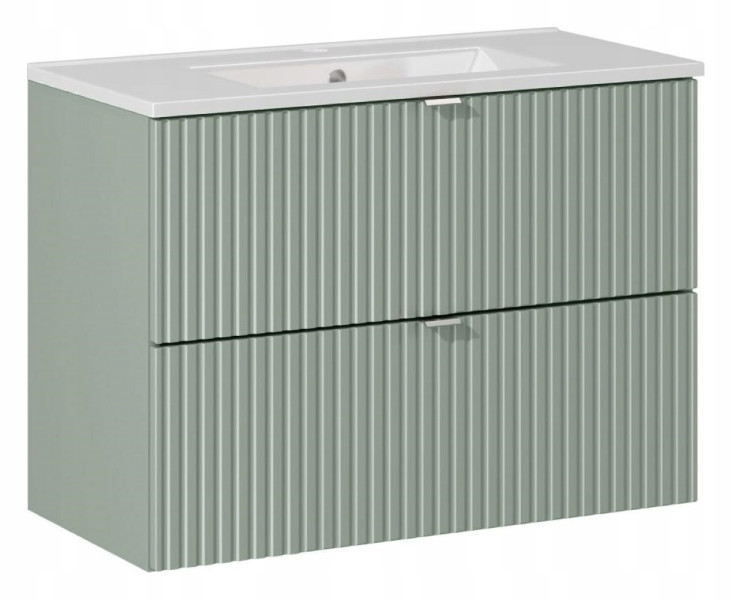 Szafka Z UMYWALKĄ 80 cm RYFLE Wisząca Szuflady LINE GREEN 270695