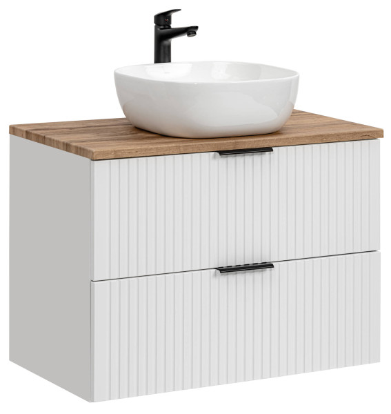 Szafka z Umywalką Adel White 80cm z Umywalką Nablatową Smile 126425