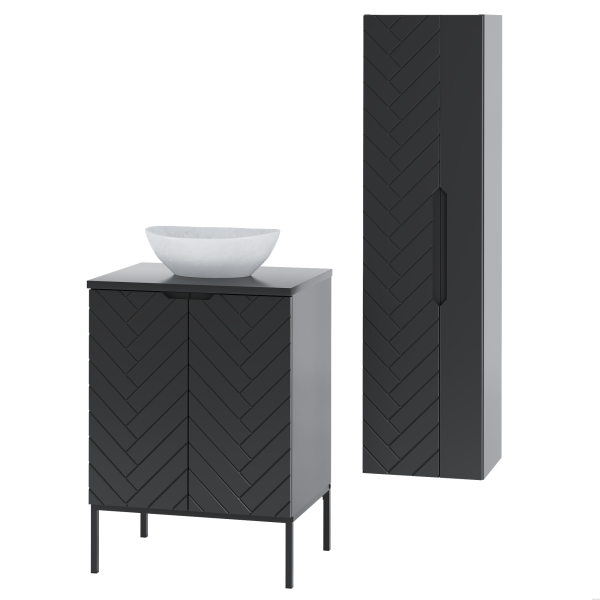 Szafka Z Umywalka I Blatem 60 Cm Czarny Mat Aspen-09 1021801