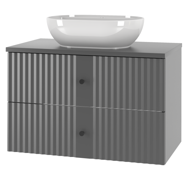 Szafka Z Umywalką I Blatem 80 Cm Antracyt Xilo-01 1058545