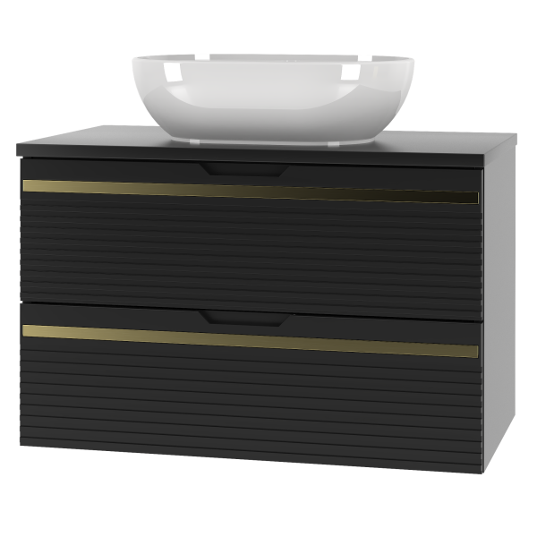 Szafka Z Umywalką I Blatem 80 Cm Czarny Mat Vesper-01 1058544
