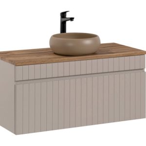 Szafka z Umywalką Iconic Cashmere 100cm z Blatem i Umywalką Nablatową Wiki 979156