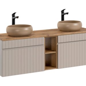 Szafka z Umywalką Iconic Cashmere 140cm z Blatem i 2 Umywalkami 979970