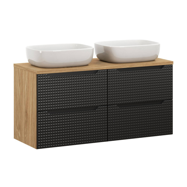 Szafka z Umywalką Luxor Black 120cm z Blatem i 2 Umywalkami Nablatowymi 979177