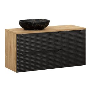 Szafka z Umywalką Luxor Black 120cm z Blatem i Umywalką Nablatową Mona 979214 Szafka z Umywalką Luxor Black 120cm z Blatem i Umywalką Nablatową Mona 979214