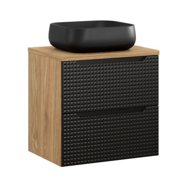 Szafka z Umywalką Luxor Black 60cm z Blatem i Umywalką Nablatową Nika 979242