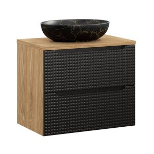Szafka z Umywalką Luxor Black 70cm z Blatem i Umywalką Nablatową Mona 979189 Szafka z Umywalką Luxor Black 70cm z Blatem i Umywalką Nablatową Mona 979189