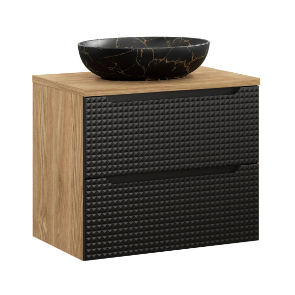 Szafka z Umywalką Luxor Black 70cm z Blatem i Umywalką Nablatową Mona 979189