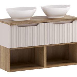 Szafka z Umywalką Nova Cashmere 100cm z Blatem i 2 Umywalkami Nablatowymi 979127