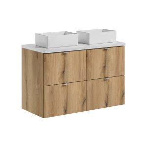 Szafka z Umywalką Nova Oak 100cm z Blatem i Dwoma Umywalkami Gaja 1014144 Szafka z Umywalką Nova Oak 100cm z Blatem i Dwoma Umywalkami Gaja 1014144