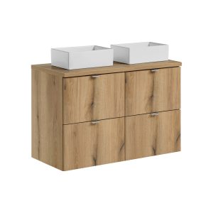 Szafka z Umywalką Nova Oak 100cm z Blatem i Dwoma Umywalkami Gaja 1014139 Szafka z Umywalką Nova Oak 100cm z Blatem i Dwoma Umywalkami Gaja 1014139
