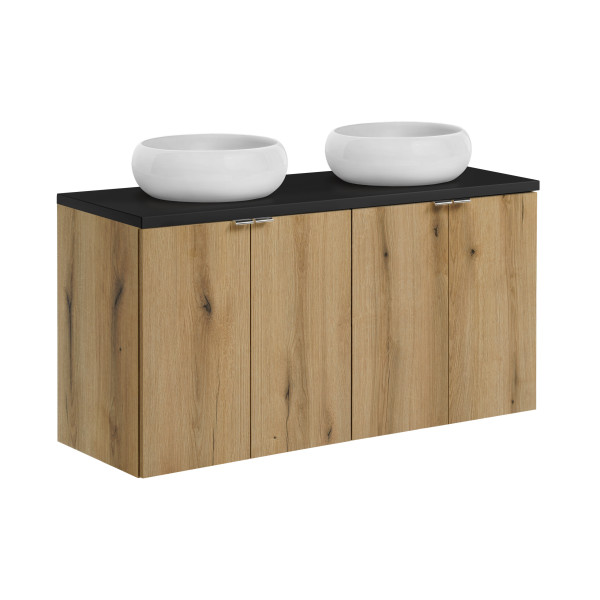 Szafka z Umywalką Nova Oak 120cm z Blatem i Dwiema Umywalkami Wiki 1014140