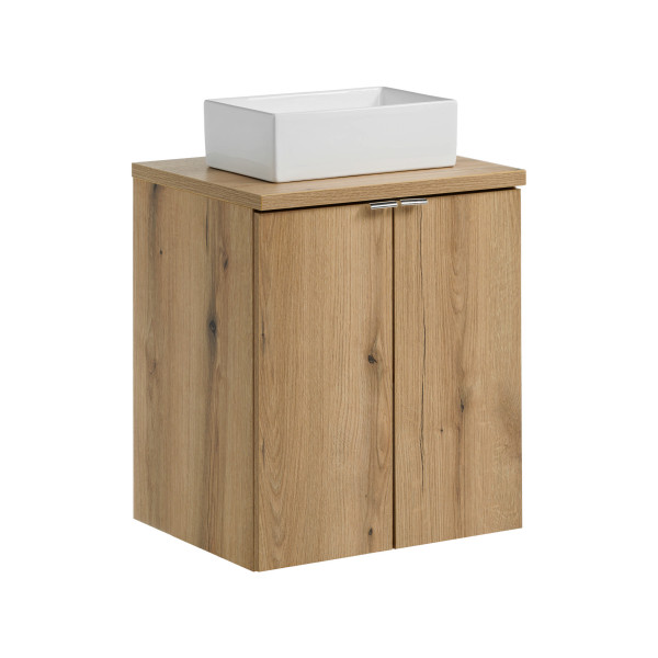 Szafka z Umywalką Nova Oak 50cm z Blatem i Umywalką Nablatową Gaja 1003195