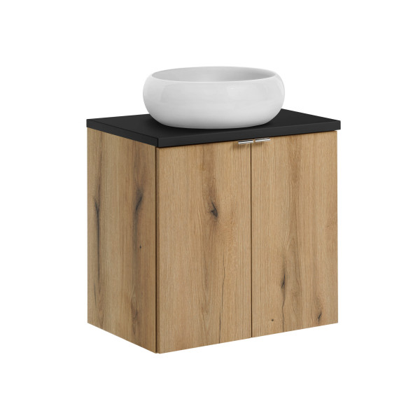 Szafka z Umywalką Nova Oak 60cm z Blatem i Umywalką Nablatową Wiki 1003192