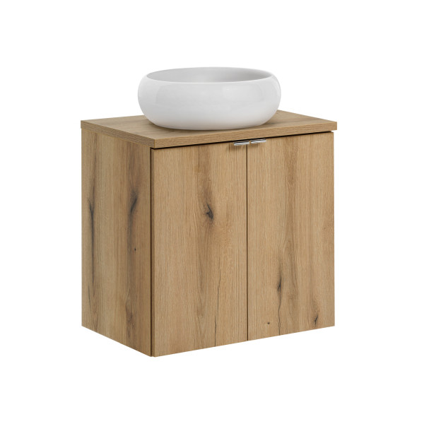 Szafka z Umywalką Nova Oak 60cm z Blatem i Umywalką Nablatową Wiki 1003193