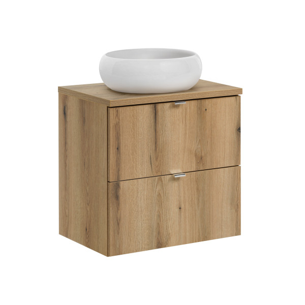 Szafka z Umywalką Nova Oak 60cm z Blatem i Umywalką Nablatową Wiki 1003198