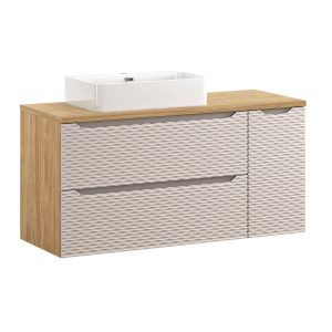 Szafka z Umywalką Ocean Beige 120cm z Blatem i Umywalką Nablatową Trust 979257