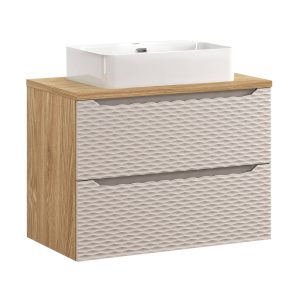 Szafka z Umywalką Ocean Beige 80cm z Blatem i Umywalką Nablatową Trust 979239