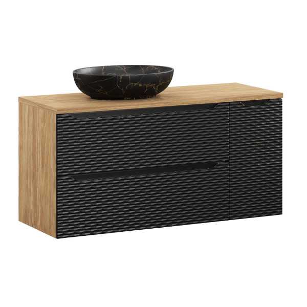 Szafka z Umywalką Ocean Black 120cm z Blatem i Umywalką Nablatową Mona 979130