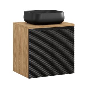 Szafka z Umywalką Ocean Black 60cm z Blatem i Umywalką Nablatową Nika 979234