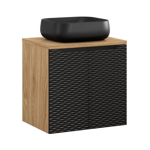 Szafka z Umywalką Ocean Black 60cm z Blatem i Umywalką Nablatową Nika 979234