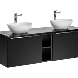 Szafka z Umywalką Santa Fe Black 140 cm z Umywalkami Nablatowymi 979969 Szafka z Umywalką Santa Fe Black 140 cm z Umywalkami Nablatowymi 979969