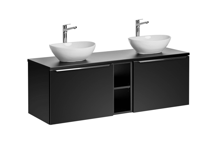 Szafka z Umywalką Santa Fe Black 140 cm z Umywalkami Nablatowymi 979969