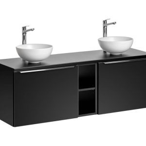 Szafka z Umywalką Santa Fe Black 140 cm z Umywalkami Nablatowymi 979961 Szafka z Umywalką Santa Fe Black 140 cm z Umywalkami Nablatowymi 979961