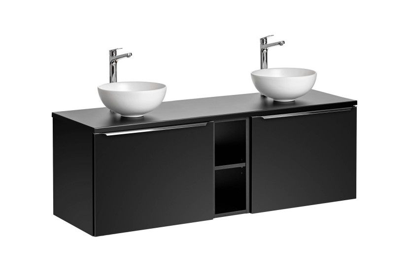 Szafka z Umywalką Santa Fe Black 140 cm z Umywalkami Nablatowymi 979961