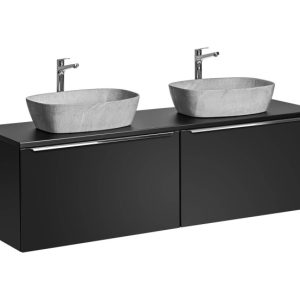 Szafka z Umywalką Santa Fe Black 160 cm z Umywalkami Nablatowymi 979148 Szafka z Umywalką Santa Fe Black 160 cm z Umywalkami Nablatowymi 979148