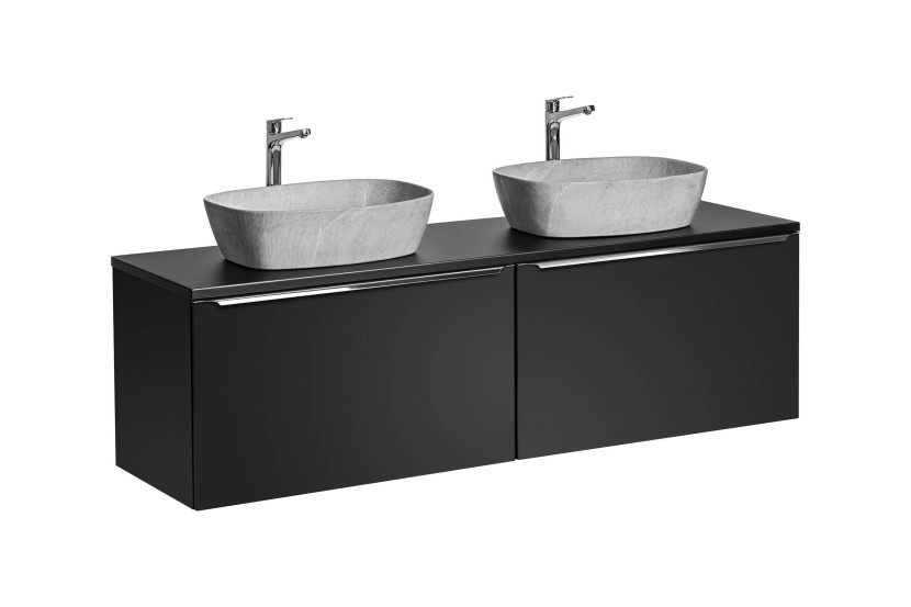 Szafka z Umywalką Santa Fe Black 160 cm z Umywalkami Nablatowymi 979148