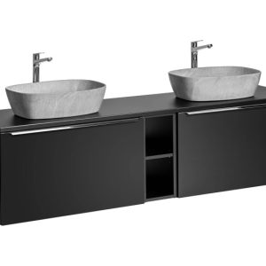 Szafka z Umywalką Santa Fe Black 180 cm z Umywalkami Nablatowymi 979972 Szafka z Umywalką Santa Fe Black 180 cm z Umywalkami Nablatowymi 979972