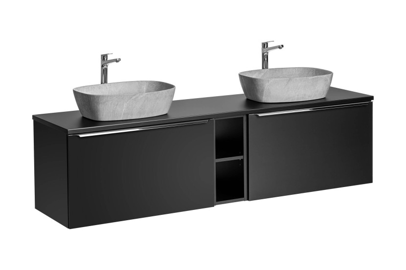 Szafka z Umywalką Santa Fe Black 180 cm z Umywalkami Nablatowymi 979972