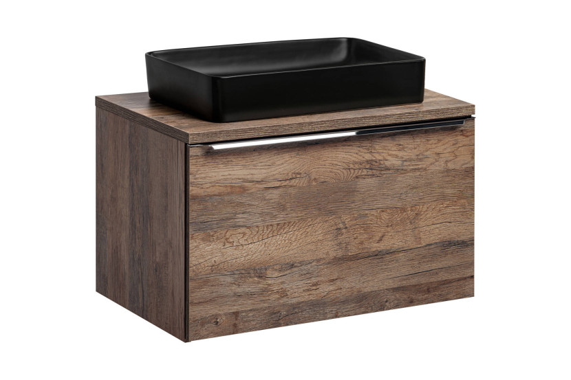 Szafka z Umywalką Santa Fe Oak 80cm z Blatem i Umywalką Nablatową Slim 979958