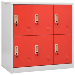 Szafka zamykana na klucz Czerwony Stal z 6 szafkami vidaXL 222444 Szafka zamykana na klucz Czerwony Stal z 6 szafkami vidaXL 222444