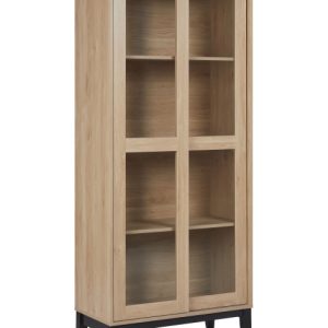 Szafka ze szklaną gablotą jasne drewno 281073 Szafka ze szklaną gablotą jasne drewno 281073