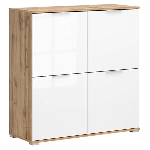 Szafka Zele 104 cm czterodrzwiowa dąb wotan/biały połysk 20236 Szafka Zele 104 cm czterodrzwiowa dąb wotan/biały połysk 20236