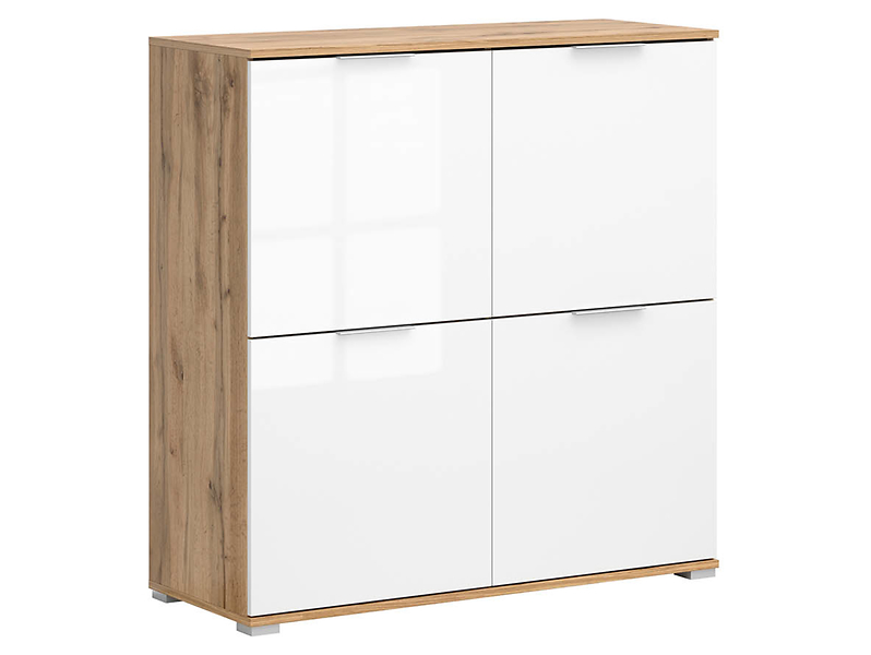 Szafka Zele 104 cm czterodrzwiowa dąb wotan/biały połysk 20236
