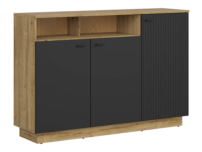 Szafka Zenda 150 cm trzydrzwiowa z półką dąb waterford/czarny 136748